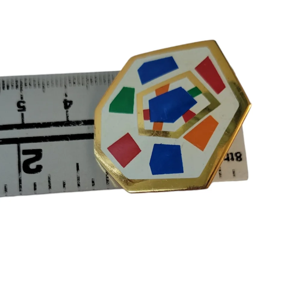 Vintage Enameled Hexagon Shaped clip earrings